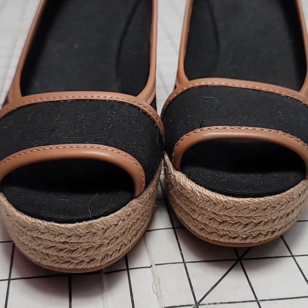 Tory Burch Majorca Canvas Wedge‎ NEW Black Size 9.5  EU 39.5
